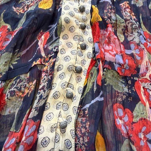 Free People Thunder Canyon Sheer Tunic Button Up Blouse - Picture 6 of 6